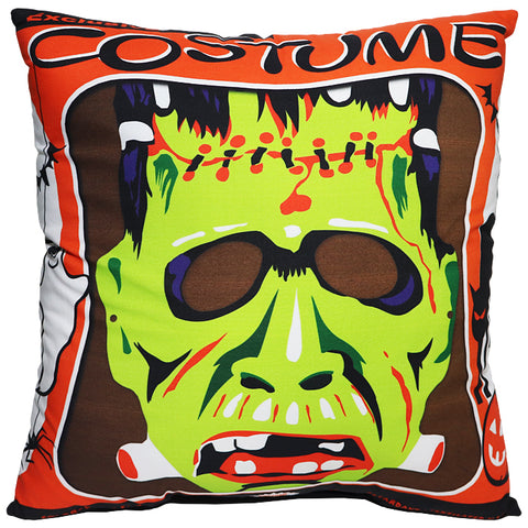Vintage Frankenstein Mask Box Pillow