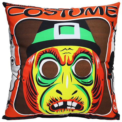 Vintage Witch Mask Box Pillow