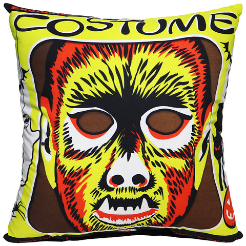 Vintage Wolfman Mask Box Pillow